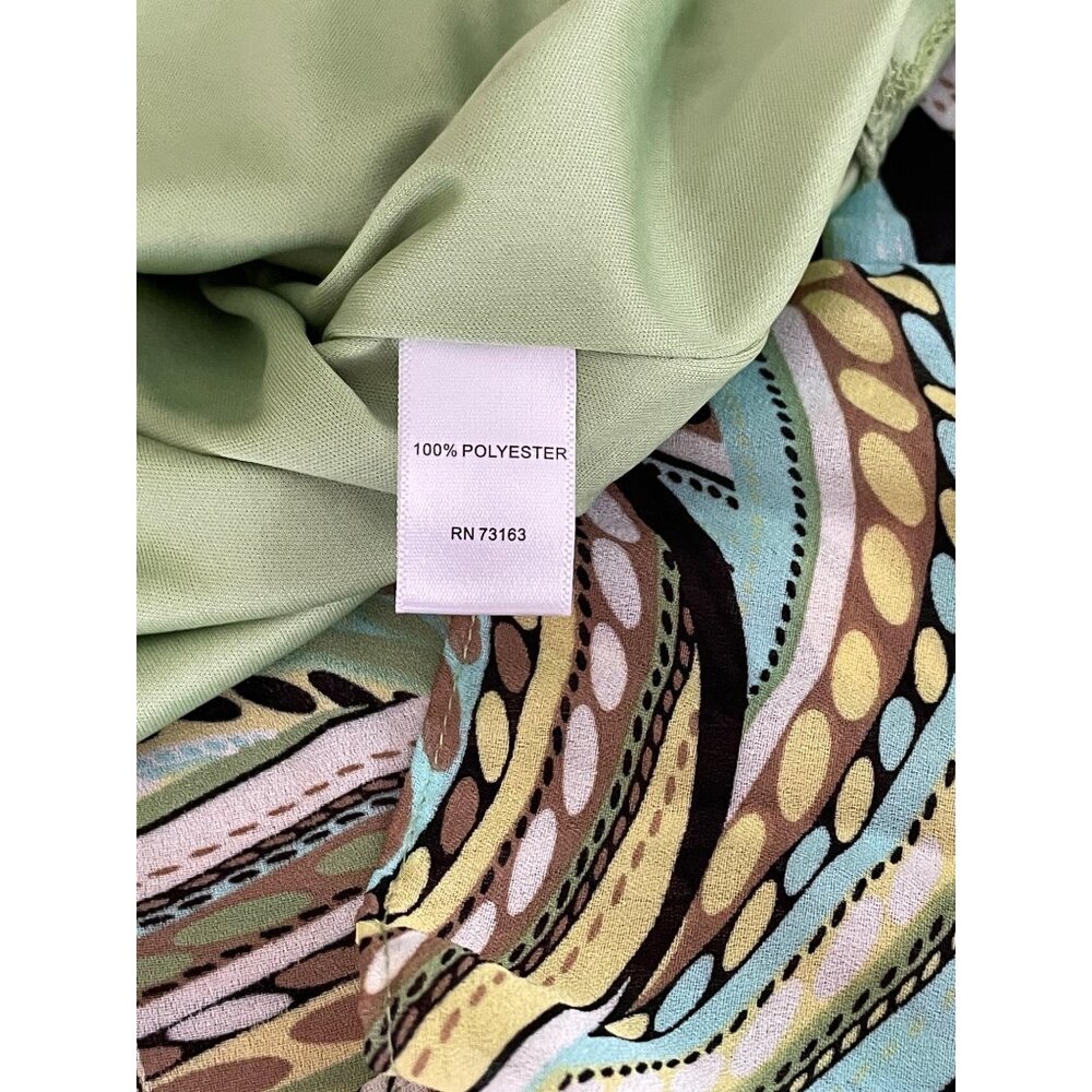 Melissa Paige Smocked Puff Sleeve Dress Womens L Green Print Lined Flowy - Picture 7 of 8